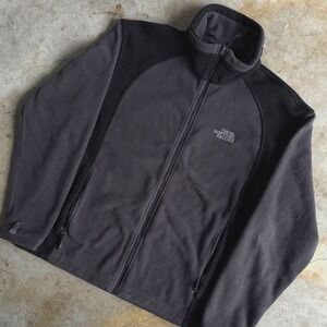 The North Face Mens Full Zip Fleece Jacket Charcoal Grey Black Two Tone Large